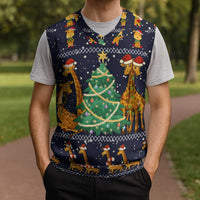 Love Giraffe Christmas Knitted V-Neck Vest Xmas Holiday Patterns - Wonder Print Shop