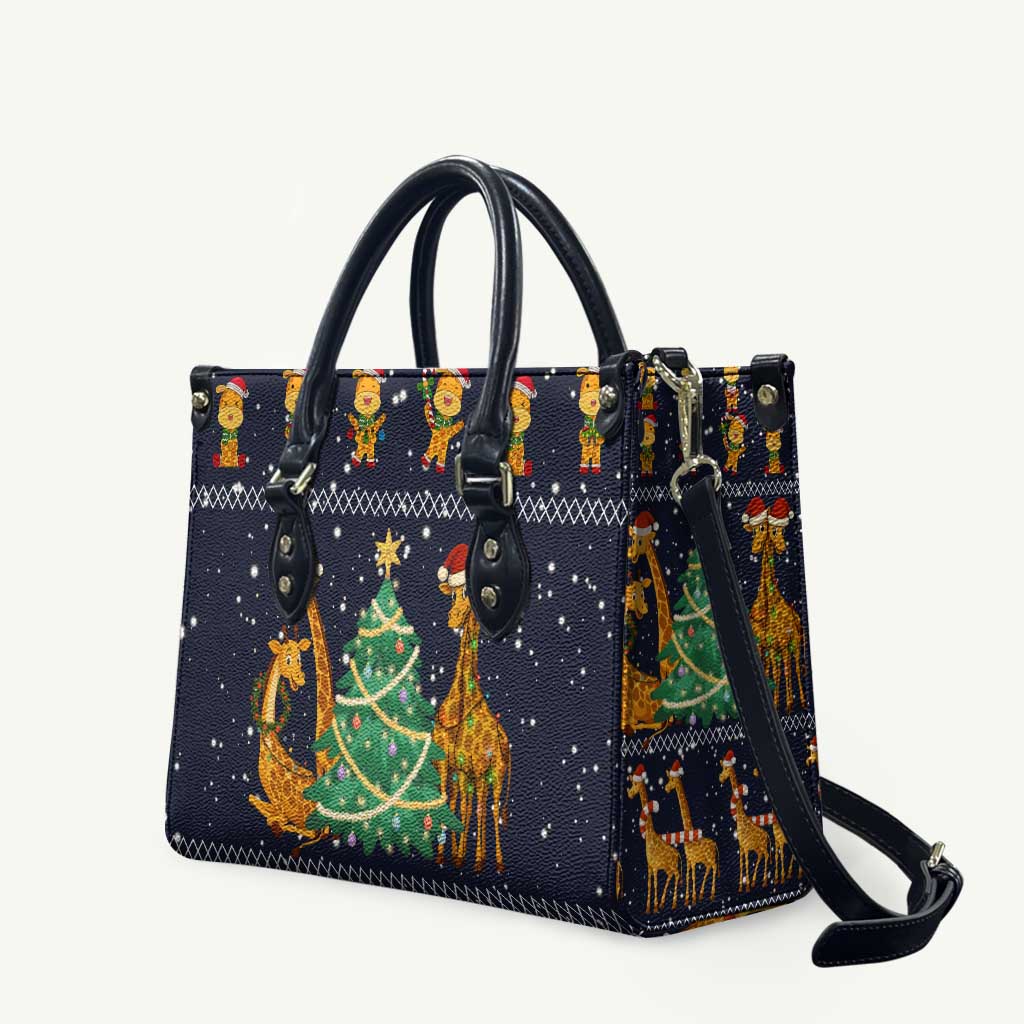 Love Giraffe Christmas Leather Bag Xmas Holiday Patterns - Wonder Print Shop
