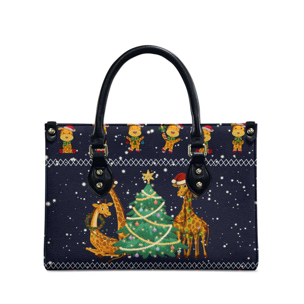 Love Giraffe Christmas Leather Bag Xmas Holiday Patterns - Wonder Print Shop