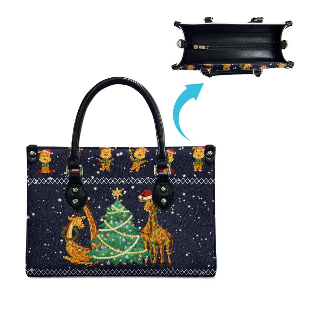 Love Giraffe Christmas Leather Bag Xmas Holiday Patterns - Wonder Print Shop