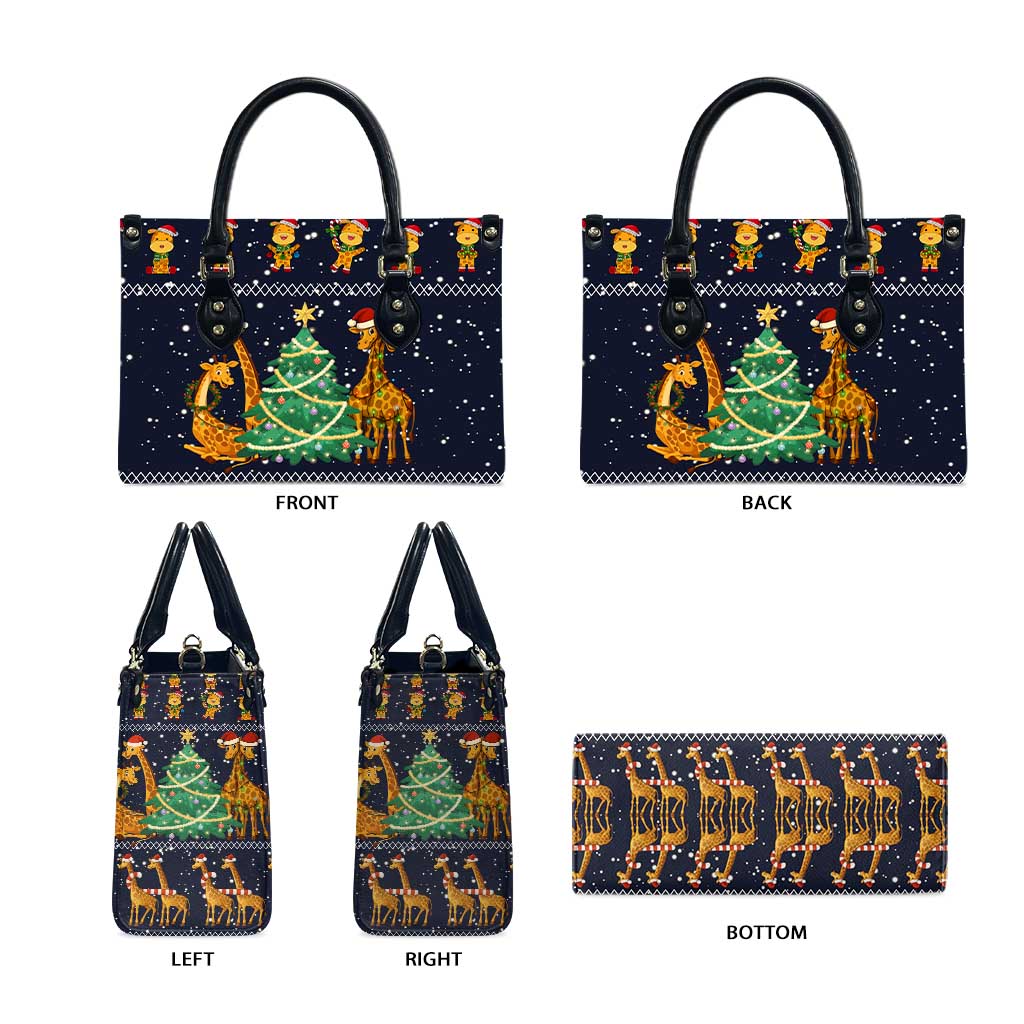 Love Giraffe Christmas Leather Bag Xmas Holiday Patterns - Wonder Print Shop