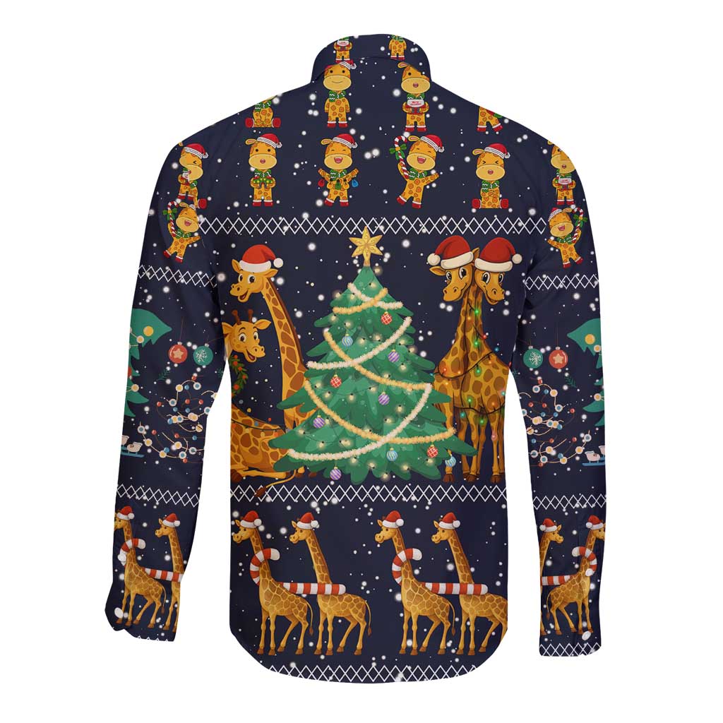 Love Giraffe Christmas Long Sleeve Button Shirt Xmas Holiday Patterns - Wonder Print Shop