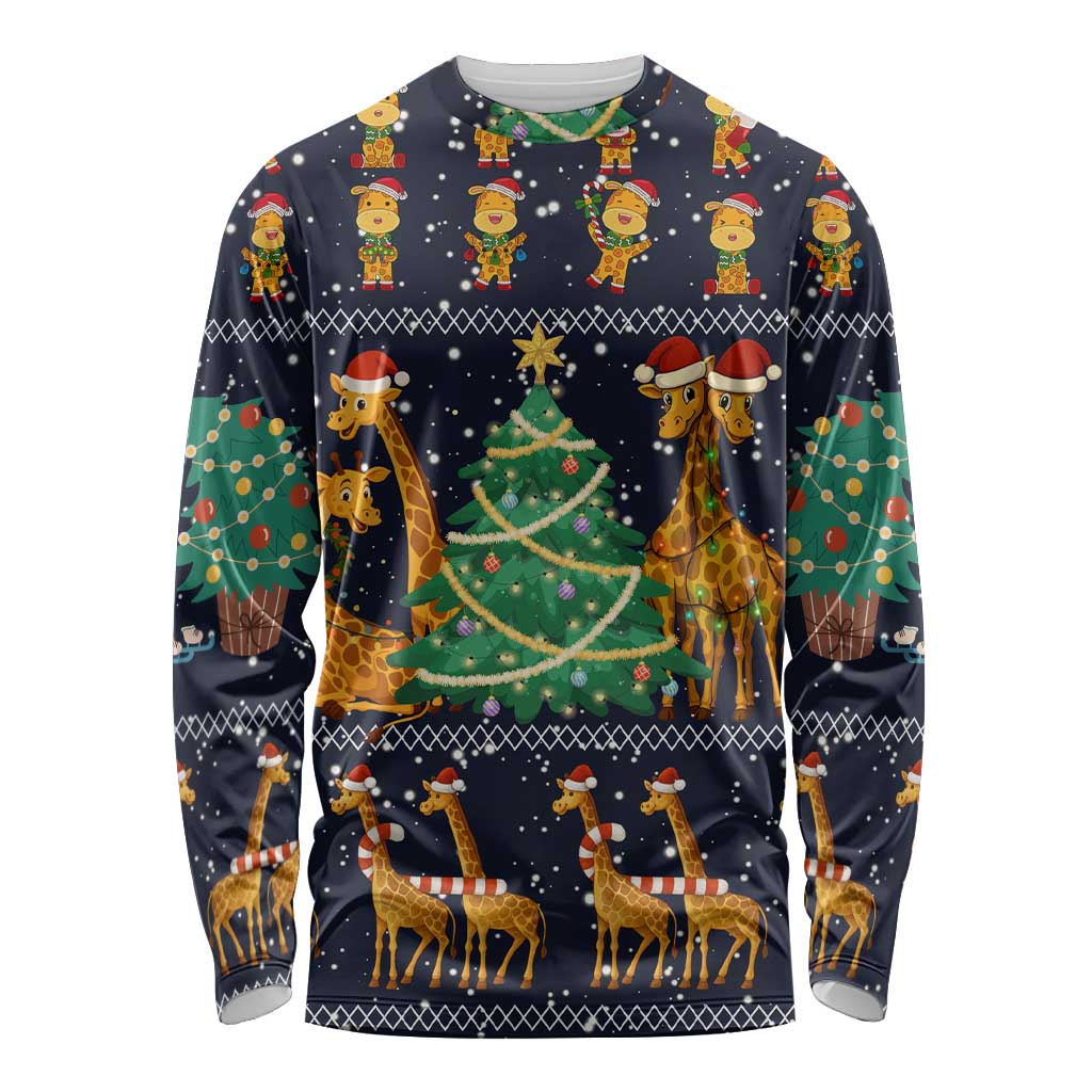 Love Giraffe Christmas Long Sleeve Shirt Xmas Holiday Patterns - Wonder Print Shop