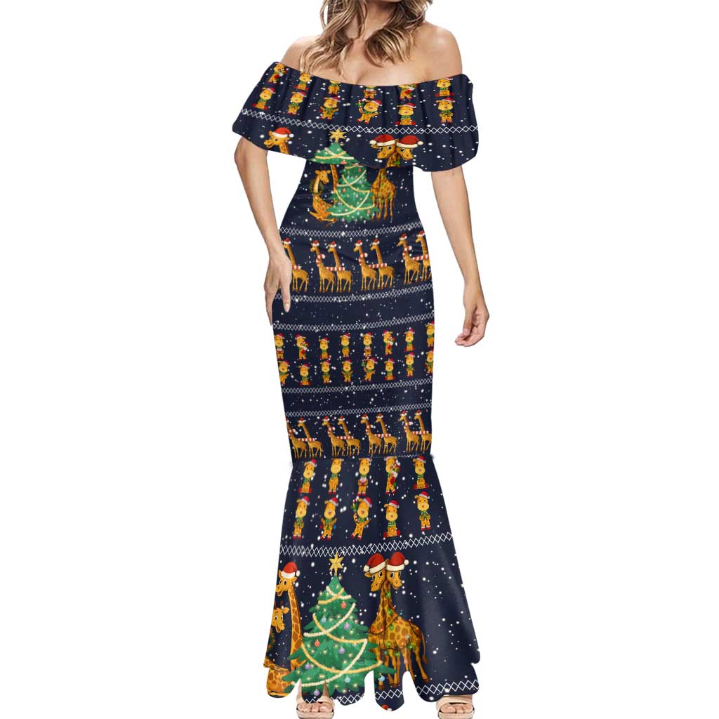 Love Giraffe Christmas Mermaid Dress Xmas Holiday Patterns - Wonder Print Shop