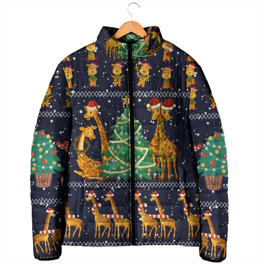 Love Giraffe Christmas Padded Jacket Xmas Holiday Patterns - Wonder Print Shop