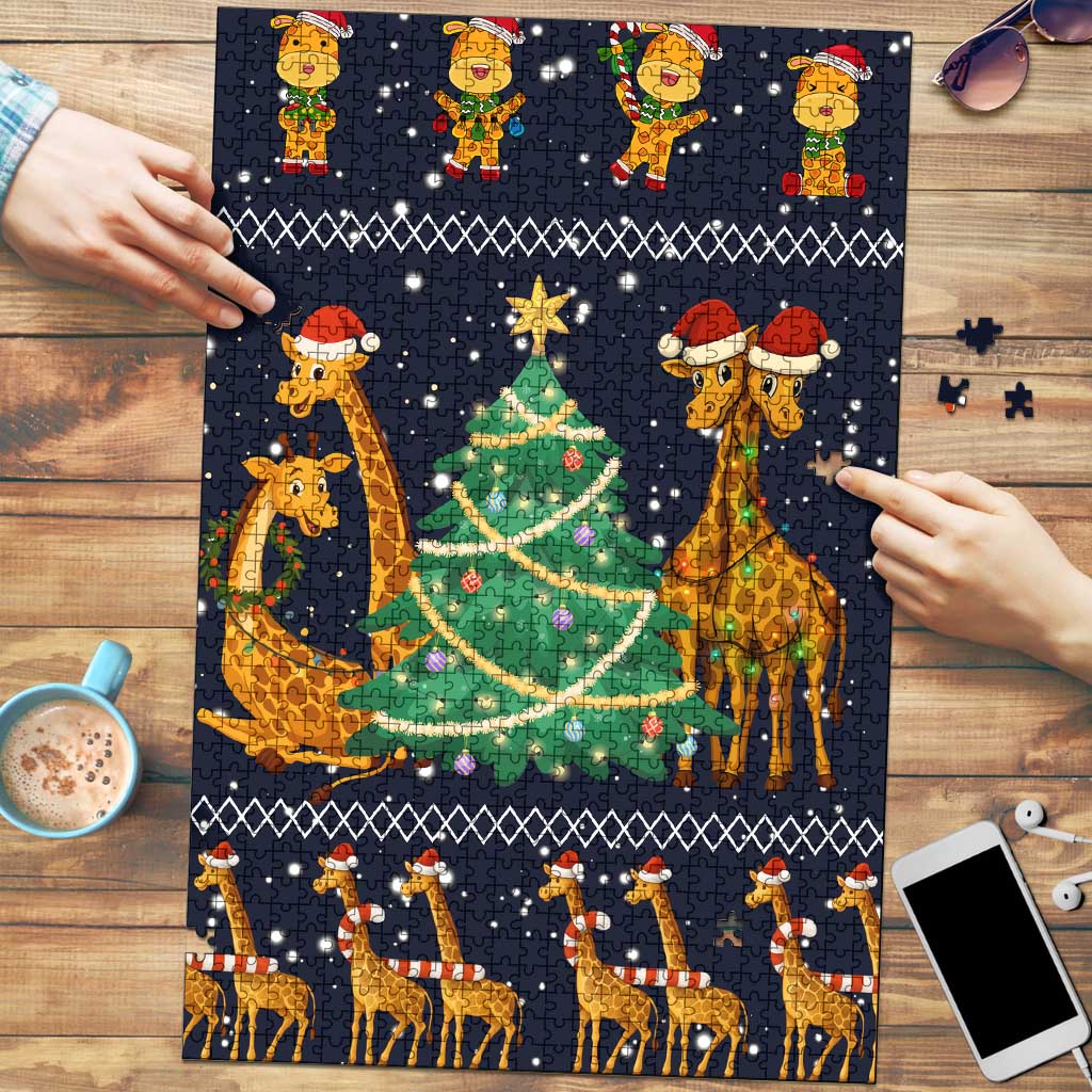 Love Giraffe Christmas Puzzle Xmas Holiday Patterns - Wonder Print Shop