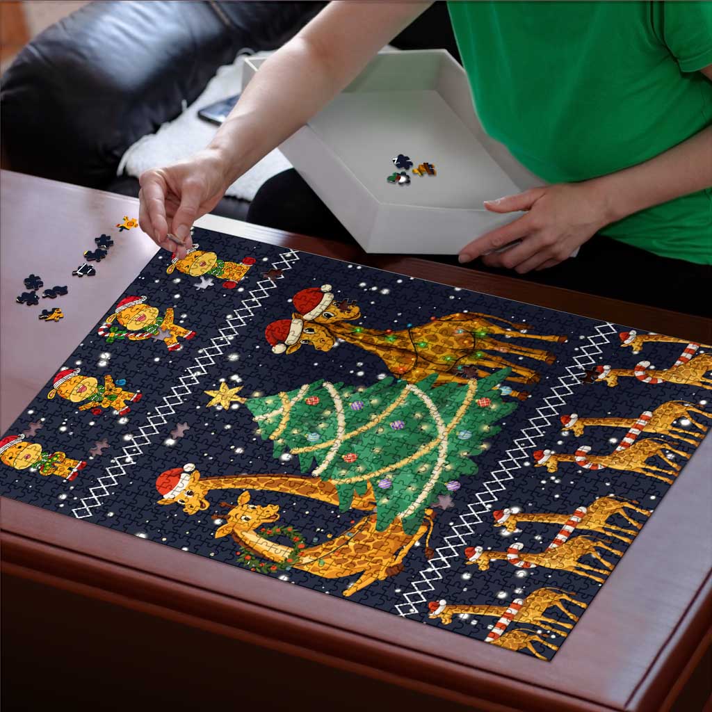 Love Giraffe Christmas Puzzle Xmas Holiday Patterns - Wonder Print Shop