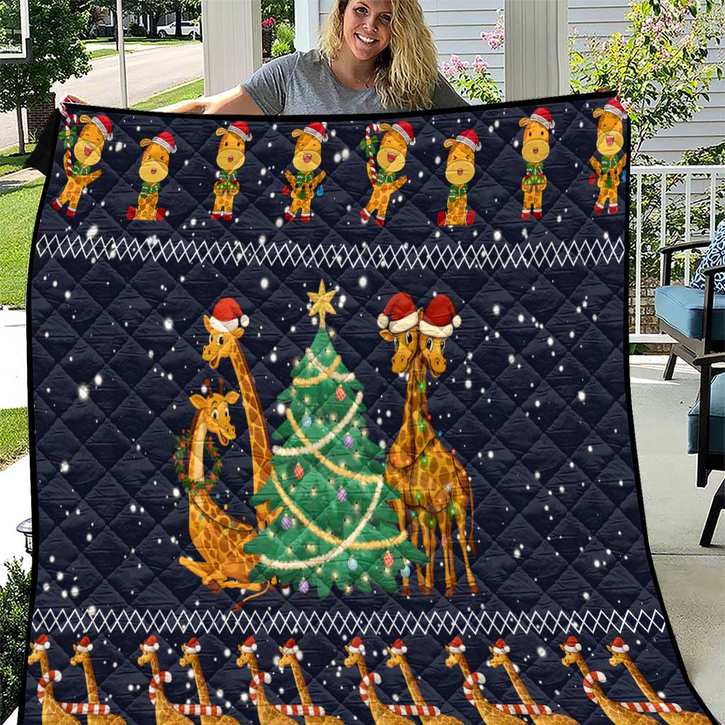 Love Giraffe Christmas Quilt Xmas Holiday Patterns - Wonder Print Shop