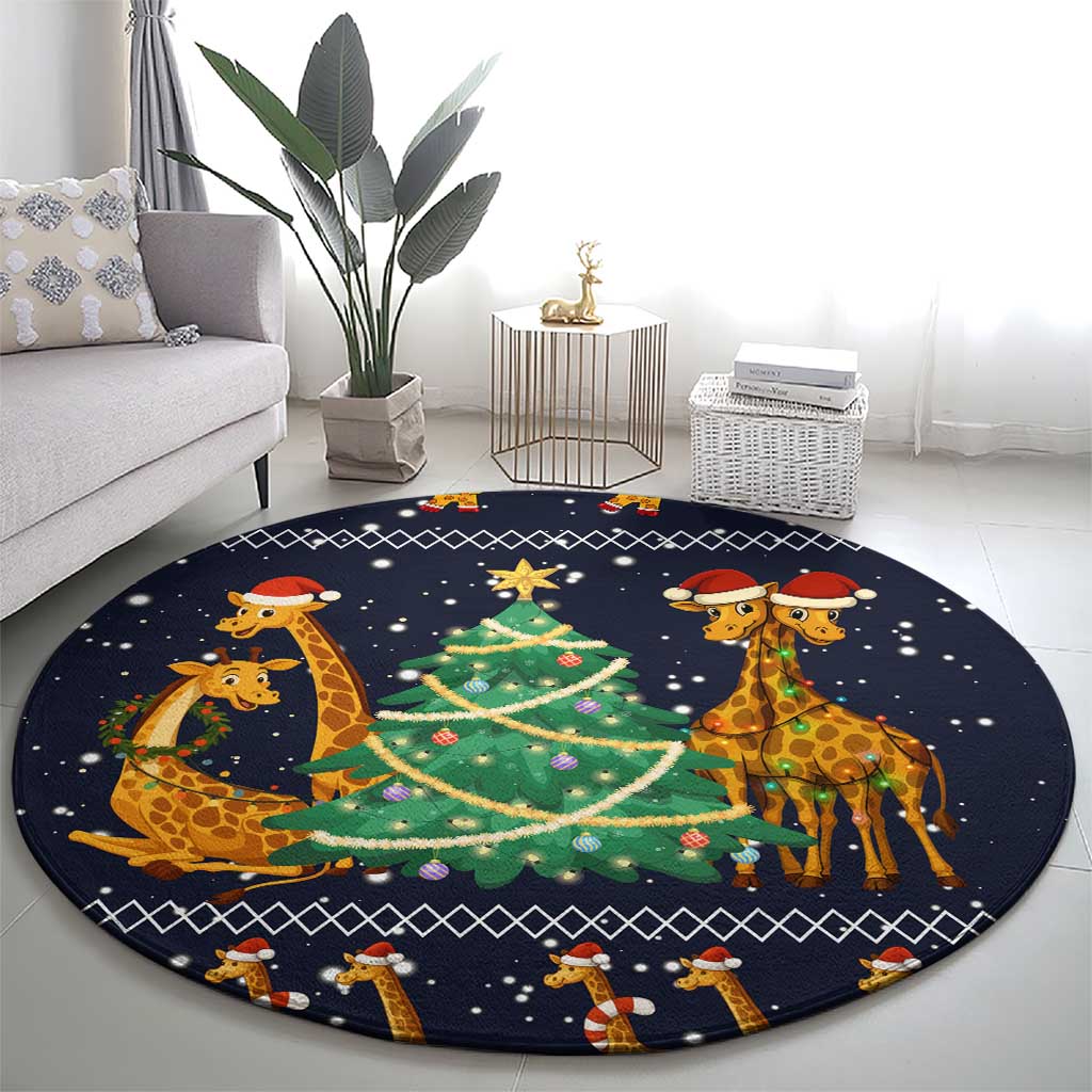 Love Giraffe Christmas Round Carpet Xmas Holiday Patterns - Wonder Print Shop