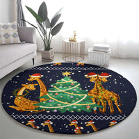 Love Giraffe Christmas Round Carpet Xmas Holiday Patterns - Wonder Print Shop