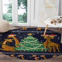 Love Giraffe Christmas Round Carpet Xmas Holiday Patterns - Wonder Print Shop