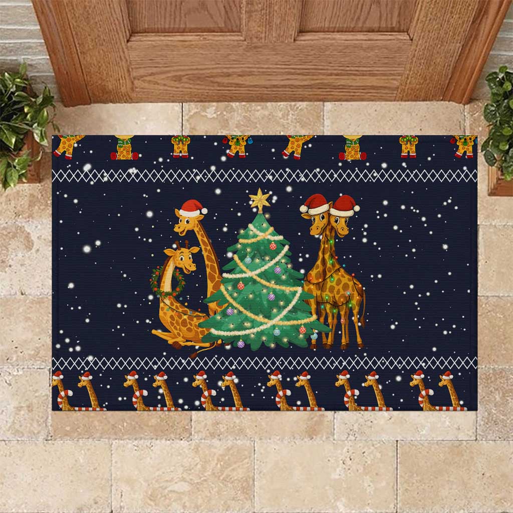 Love Giraffe Christmas Rubber Doormat Xmas Holiday Patterns - Wonder Print Shop