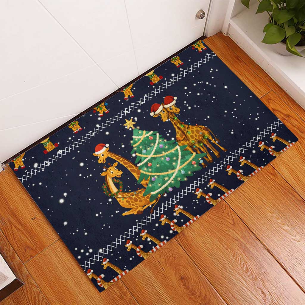 Love Giraffe Christmas Rubber Doormat Xmas Holiday Patterns - Wonder Print Shop