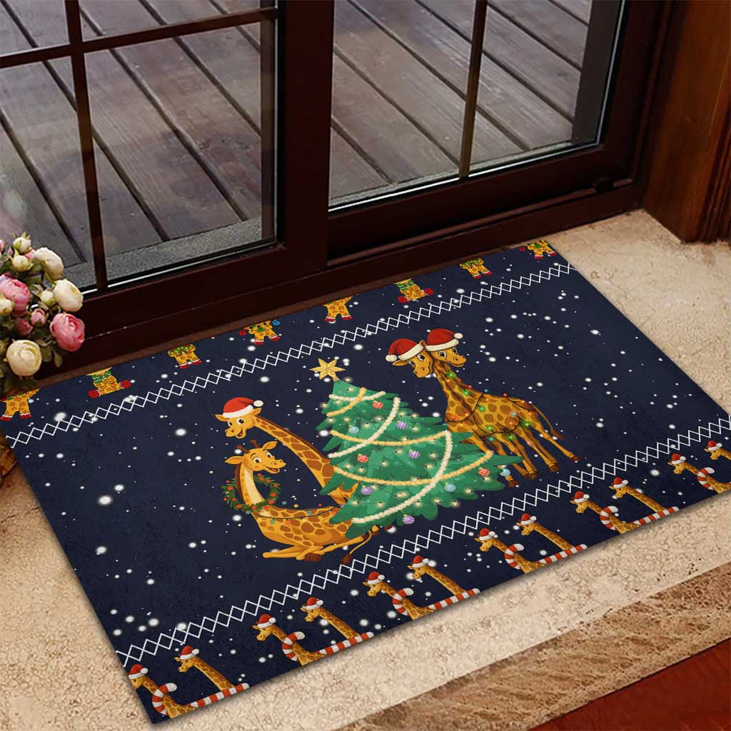 Love Giraffe Christmas Rubber Doormat Xmas Holiday Patterns - Wonder Print Shop