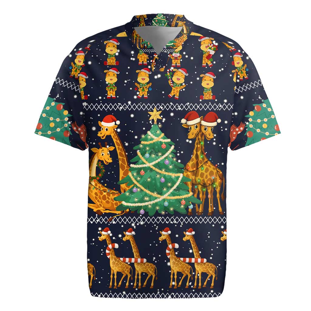 Love Giraffe Christmas Rugby Jersey Xmas Holiday Patterns - Wonder Print Shop