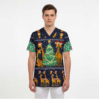 Love Giraffe Christmas Scrub Top Xmas Holiday Patterns - Wonder Print Shop