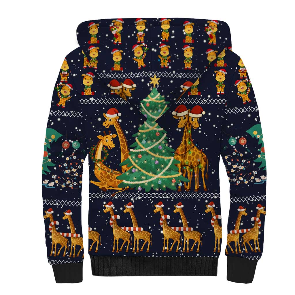 Love Giraffe Christmas Sherpa Hoodie Xmas Holiday Patterns - Wonder Print Shop