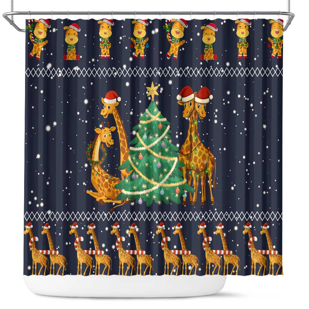 Love Giraffe Christmas Shower Curtain Xmas Holiday Patterns - Wonder Print Shop