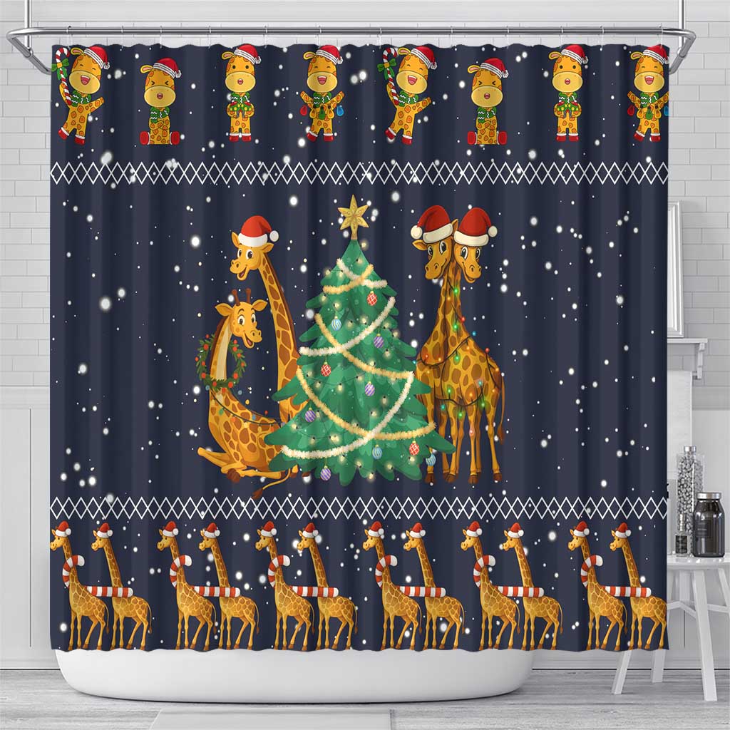 Love Giraffe Christmas Shower Curtain Xmas Holiday Patterns - Wonder Print Shop