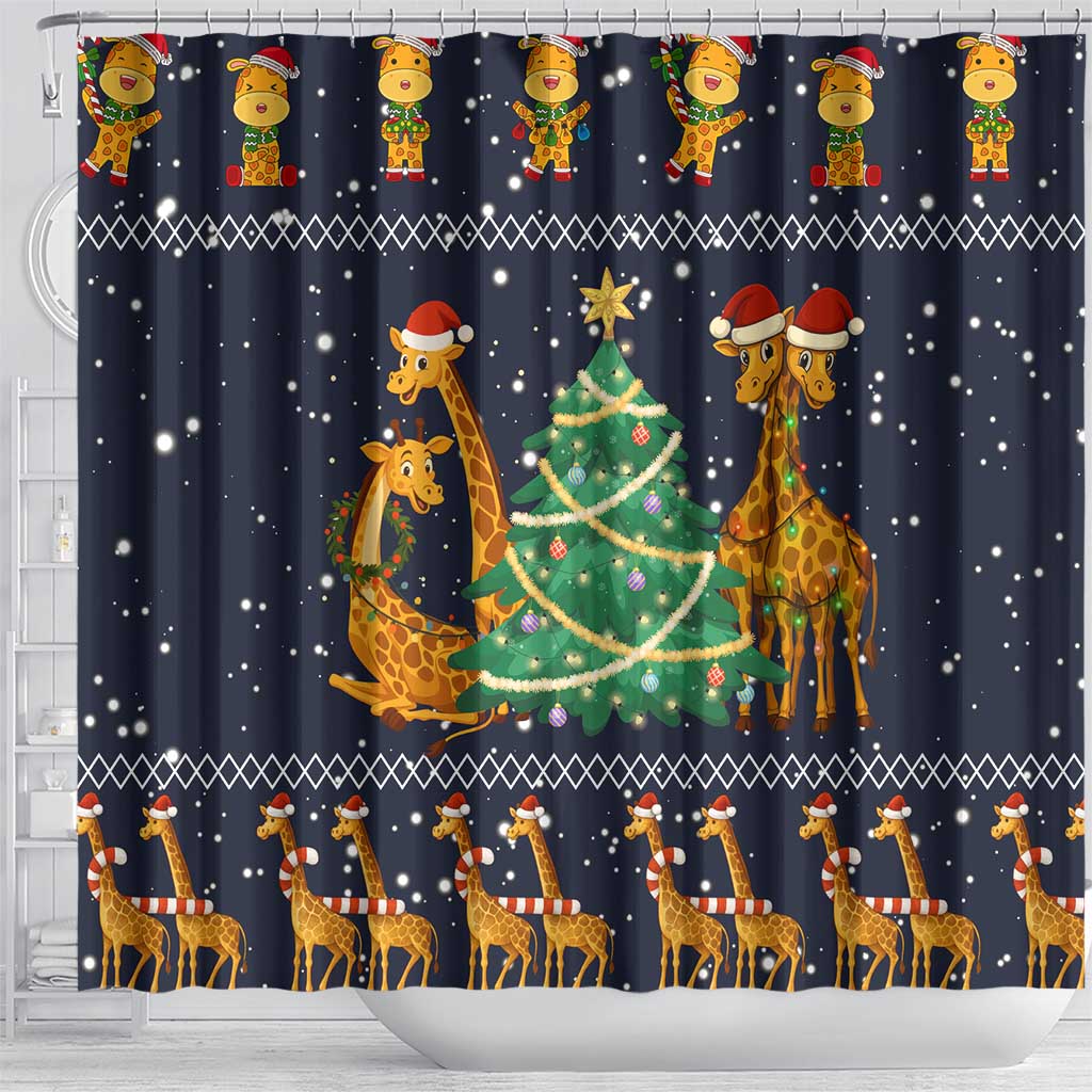 Love Giraffe Christmas Shower Curtain Xmas Holiday Patterns - Wonder Print Shop