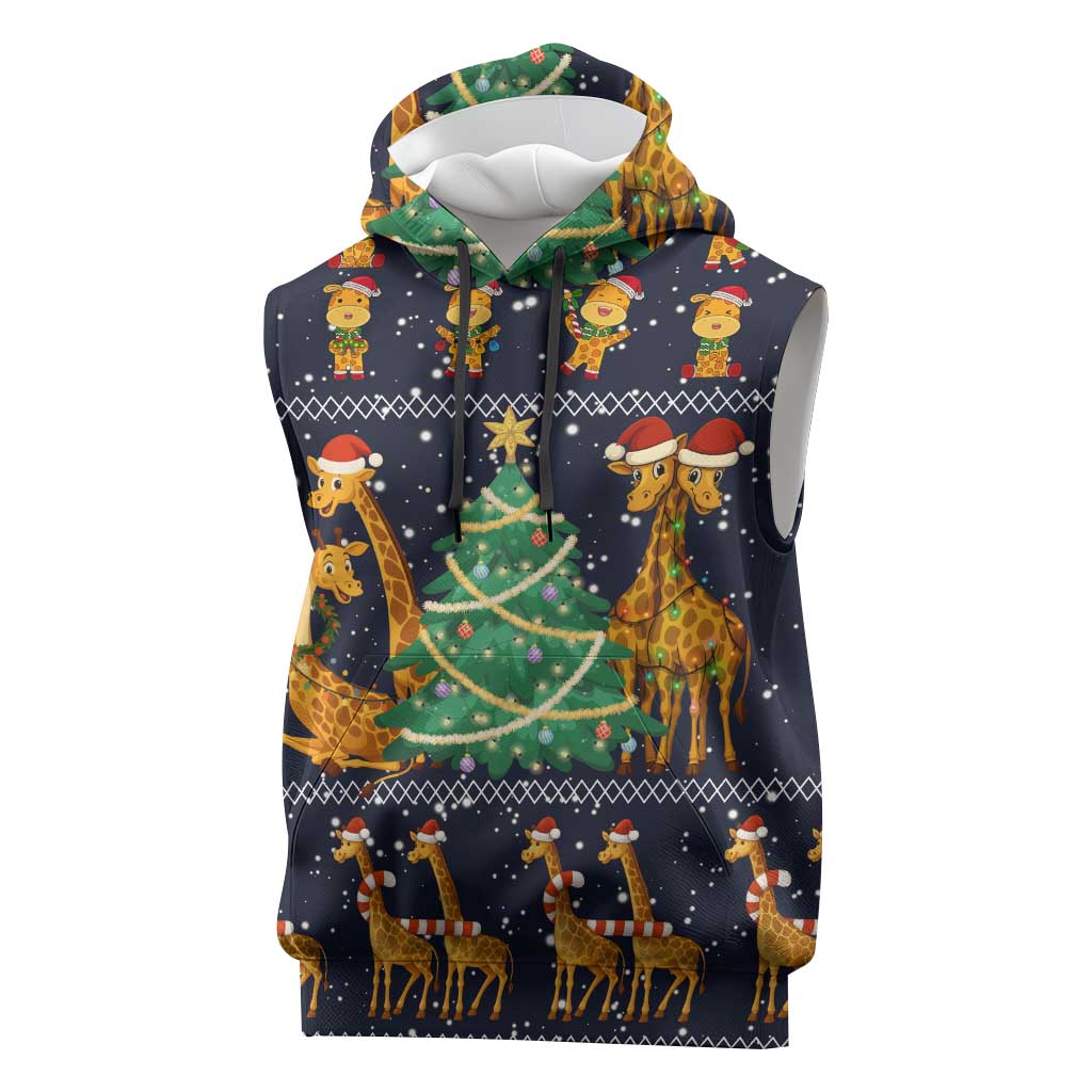 Love Giraffe Christmas Sleeveless Hoodie Xmas Holiday Patterns - Wonder Print Shop