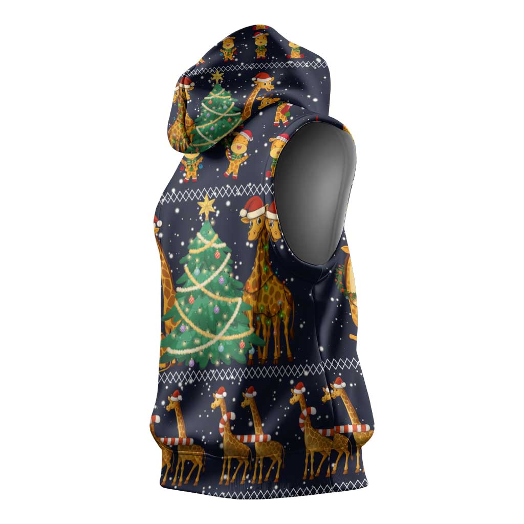 Love Giraffe Christmas Sleeveless Hoodie Xmas Holiday Patterns - Wonder Print Shop