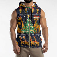 Love Giraffe Christmas Sleeveless Zip Hoodie Xmas Holiday Patterns - Wonder Print Shop