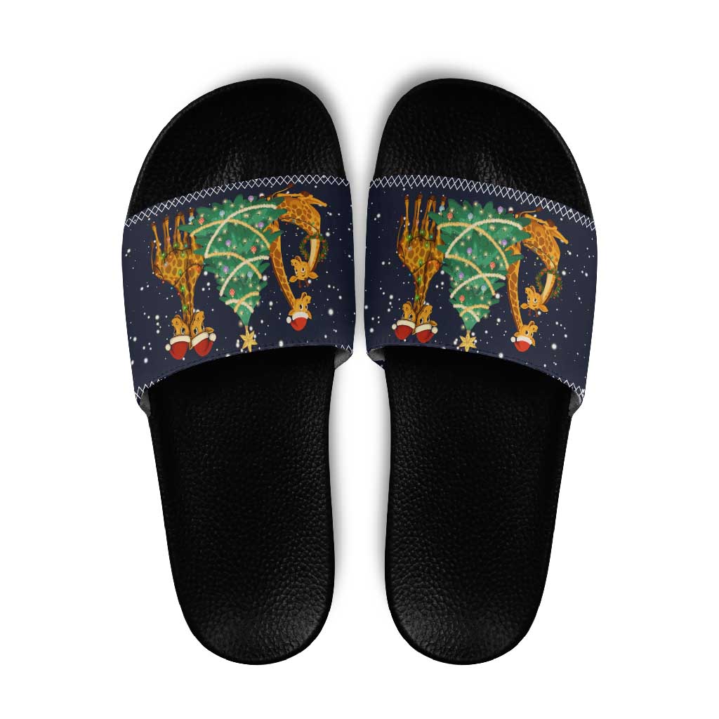 Love Giraffe Christmas Slide Sandals Xmas Holiday Patterns - Wonder Print Shop