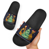 Love Giraffe Christmas Slide Sandals Xmas Holiday Patterns - Wonder Print Shop