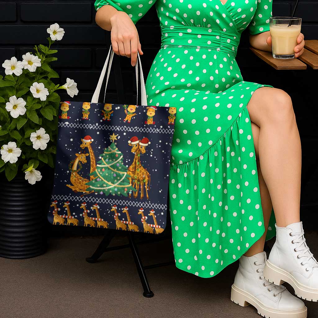 Love Giraffe Christmas Tote Bag Xmas Holiday Patterns - Wonder Print Shop
