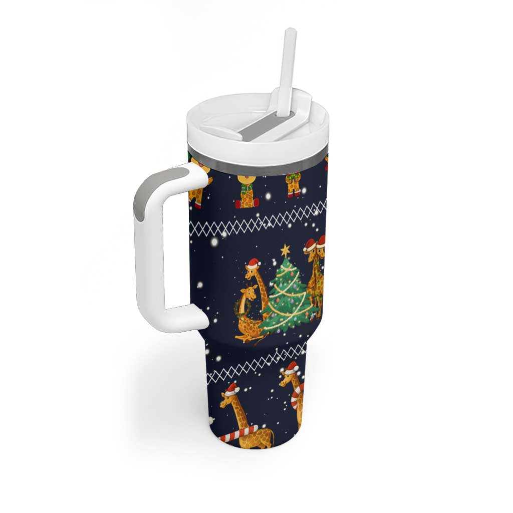 Love Giraffe Christmas Tumbler With Handle Xmas Holiday Patterns - Wonder Print Shop