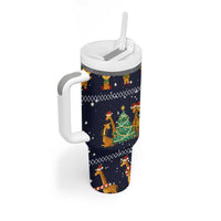 Love Giraffe Christmas Tumbler With Handle Xmas Holiday Patterns - Wonder Print Shop