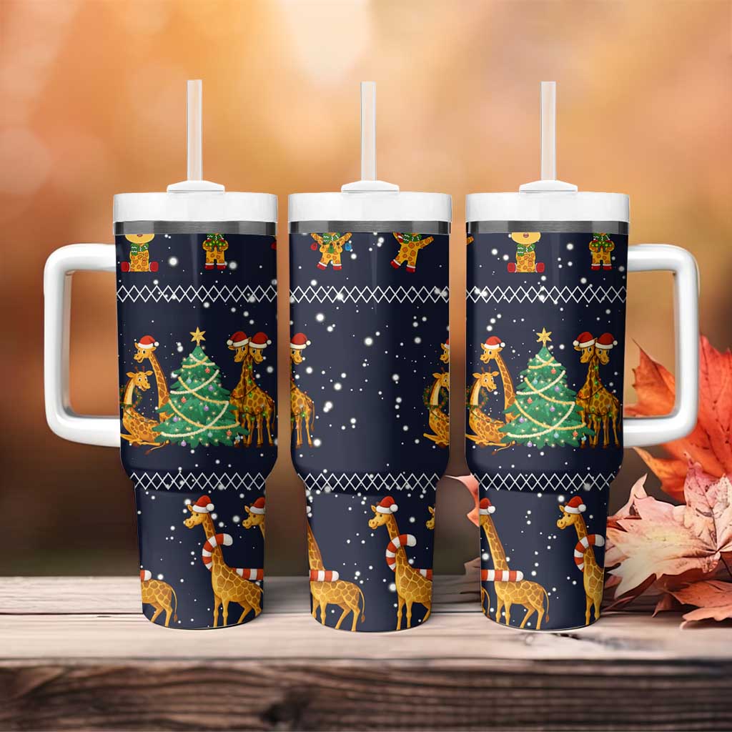Love Giraffe Christmas Tumbler With Handle Xmas Holiday Patterns - Wonder Print Shop