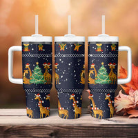 Love Giraffe Christmas Tumbler With Handle Xmas Holiday Patterns - Wonder Print Shop
