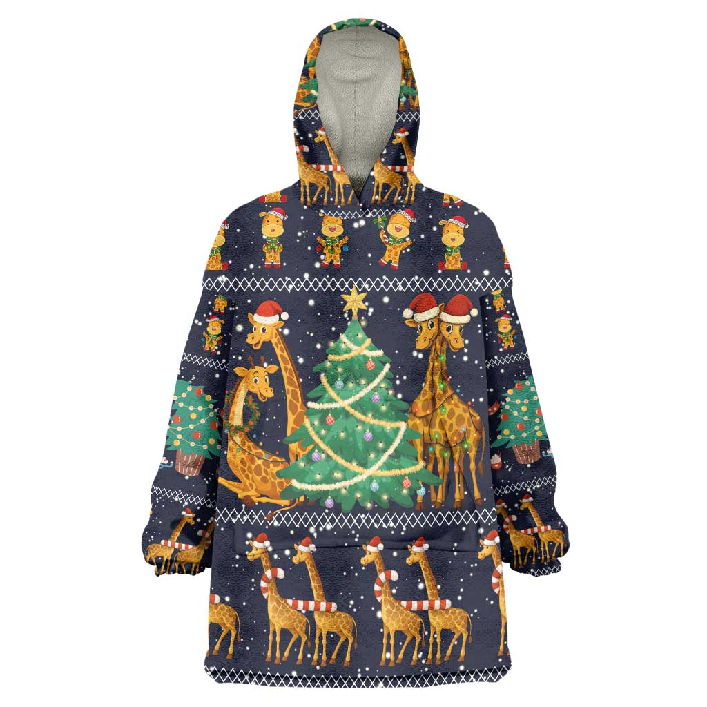 Love Giraffe Christmas Wearable Blanket Hoodie Xmas Holiday Patterns - Wonder Print Shop