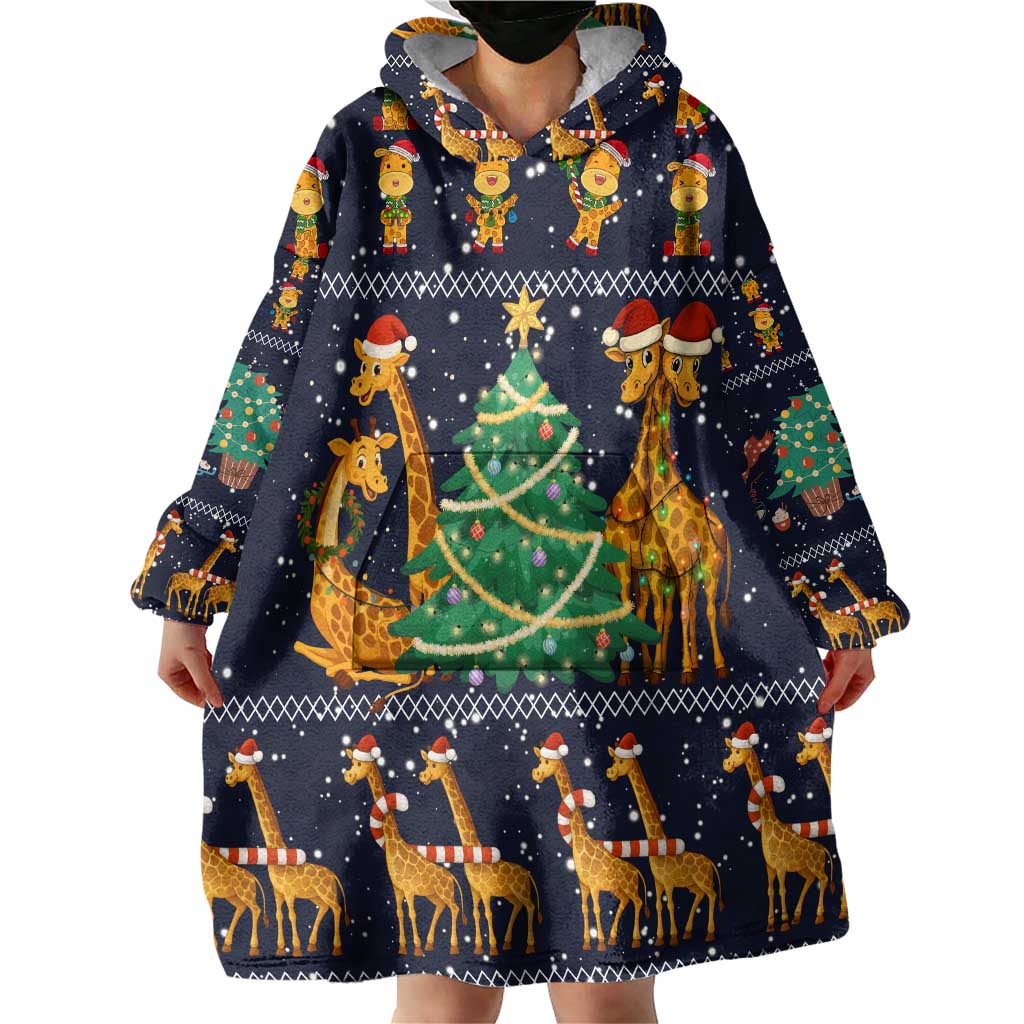 Love Giraffe Christmas Wearable Blanket Hoodie Xmas Holiday Patterns - Wonder Print Shop