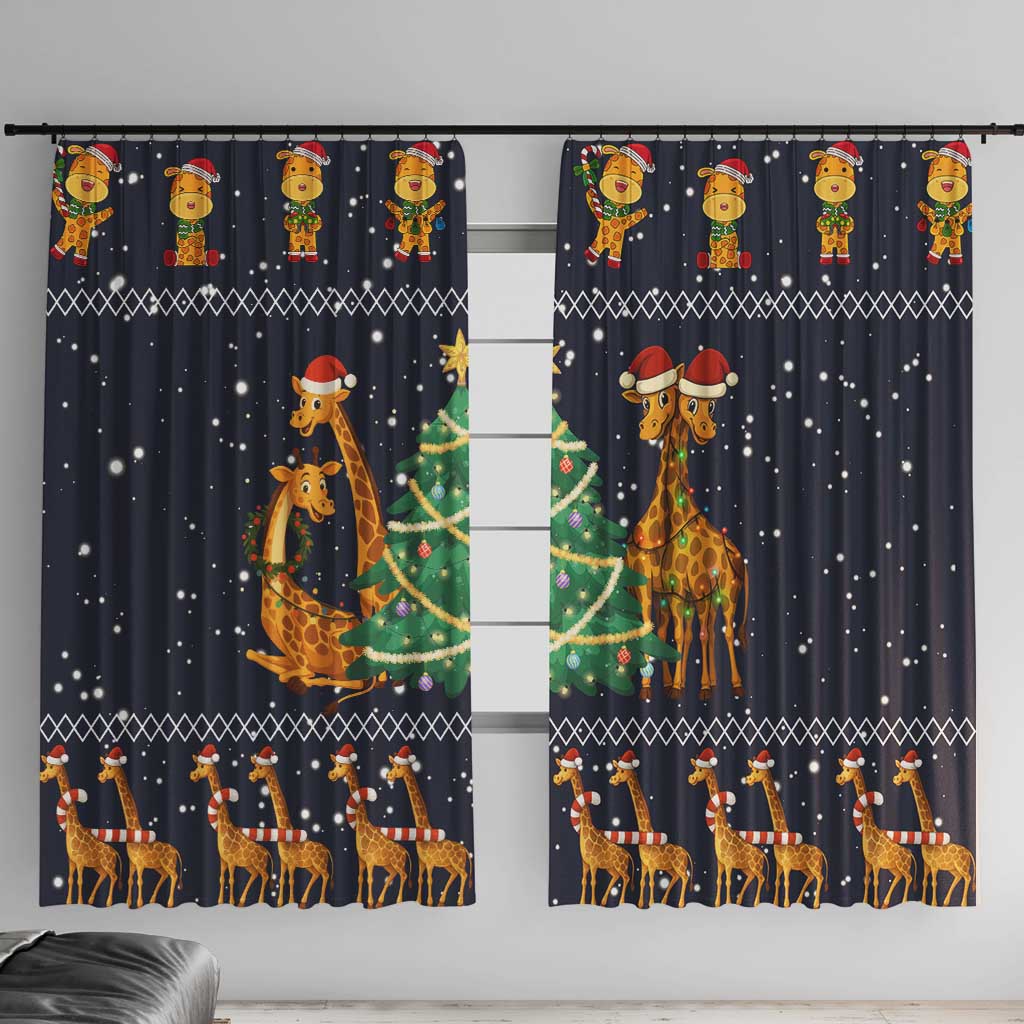 Love Giraffe Christmas Window Curtain Xmas Holiday Patterns - Wonder Print Shop