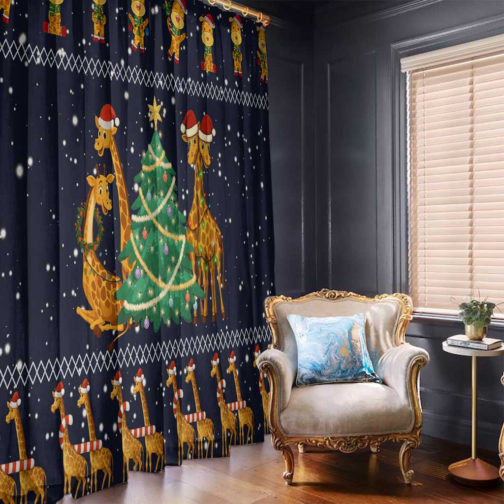 Love Giraffe Christmas Window Curtain Xmas Holiday Patterns - Wonder Print Shop
