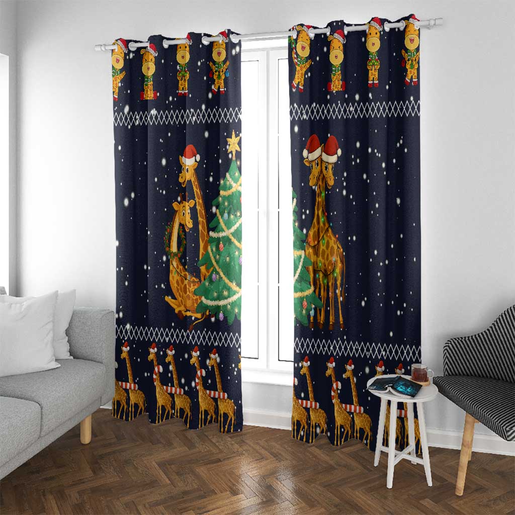 Love Giraffe Christmas Window Curtain Xmas Holiday Patterns - Wonder Print Shop