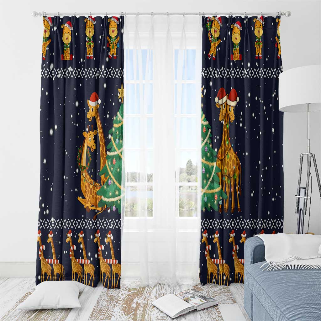 Love Giraffe Christmas Window Curtain Xmas Holiday Patterns - Wonder Print Shop