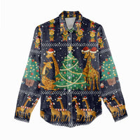 Love Giraffe Christmas Women Casual Shirt Xmas Holiday Patterns - Wonder Print Shop