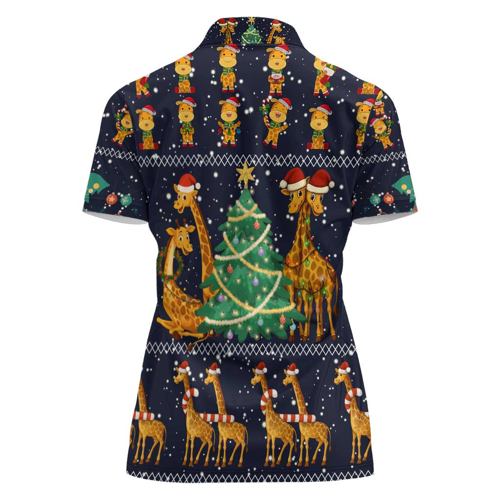 Love Giraffe Christmas Women Polo Shirt Xmas Holiday Patterns - Wonder Print Shop