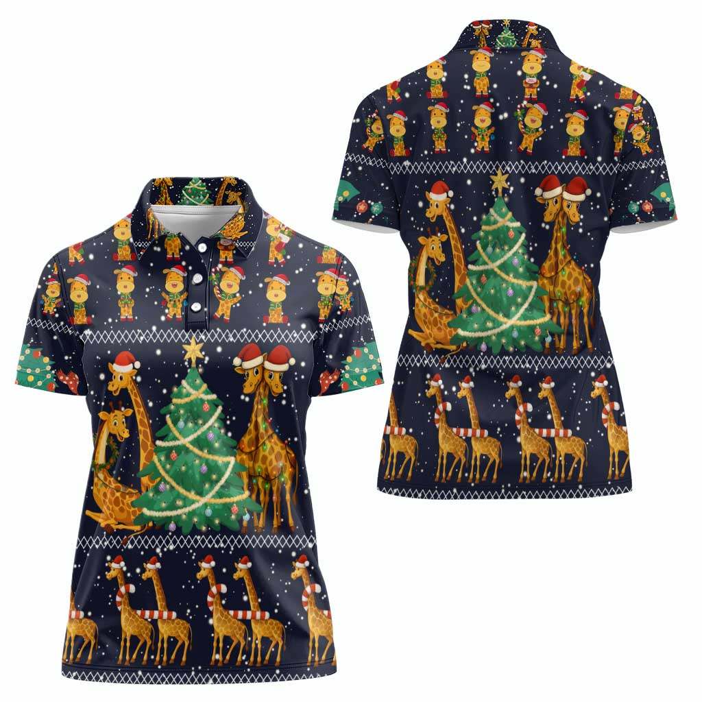 Love Giraffe Christmas Women Polo Shirt Xmas Holiday Patterns - Wonder Print Shop