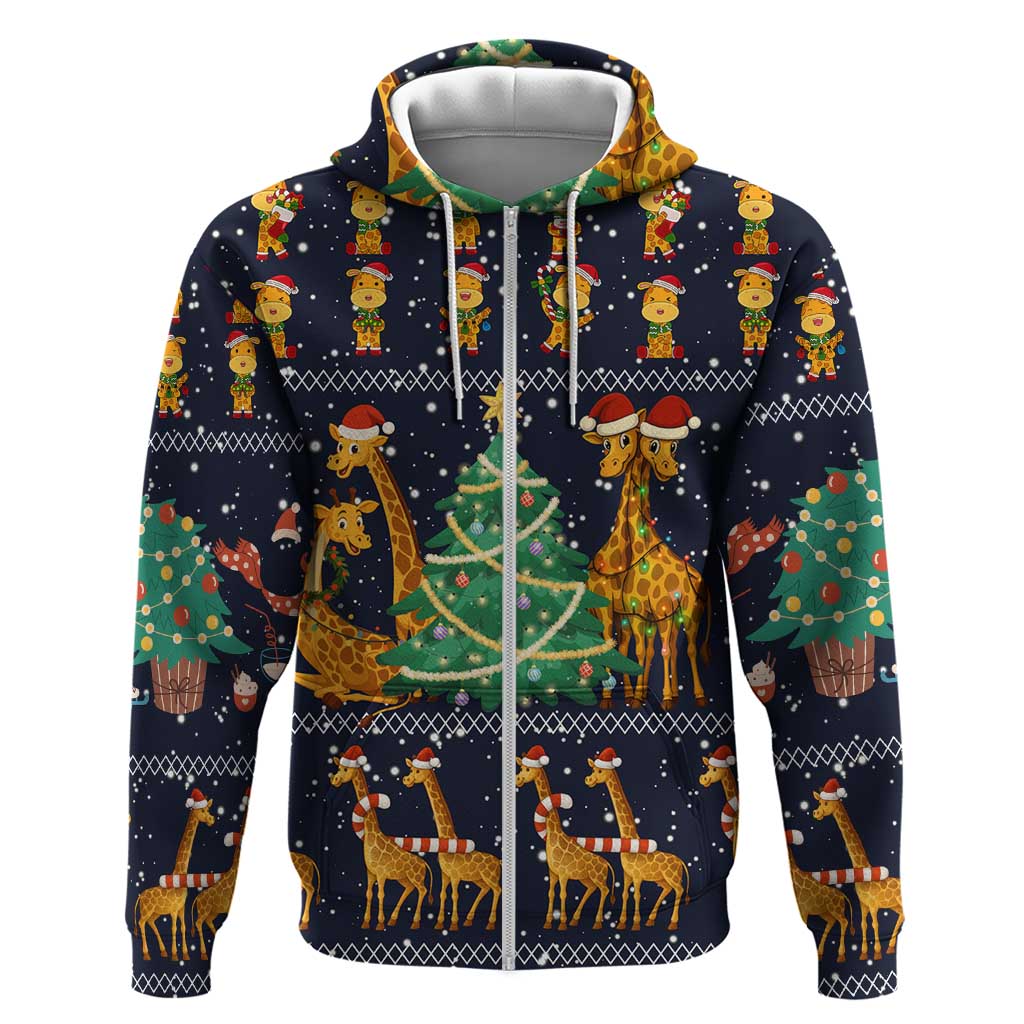Love Giraffe Christmas Zip Hoodie Xmas Holiday Patterns - Wonder Print Shop