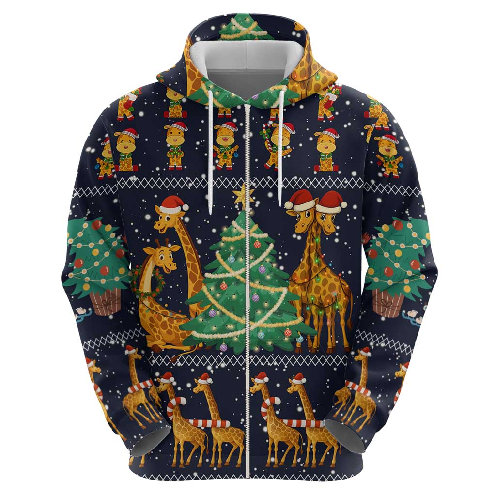 Love Giraffe Christmas Zip Hoodie Xmas Holiday Patterns - Wonder Print Shop