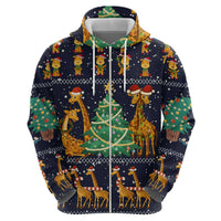 Love Giraffe Christmas Zip Hoodie Xmas Holiday Patterns - Wonder Print Shop