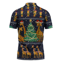 Love Giraffe Christmas Zipper Polo Shirt Xmas Holiday Patterns - Wonder Print Shop