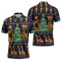 Love Giraffe Christmas Zipper Polo Shirt Xmas Holiday Patterns - Wonder Print Shop