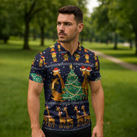 Love Giraffe Christmas Zipper Polo Shirt Xmas Holiday Patterns - Wonder Print Shop