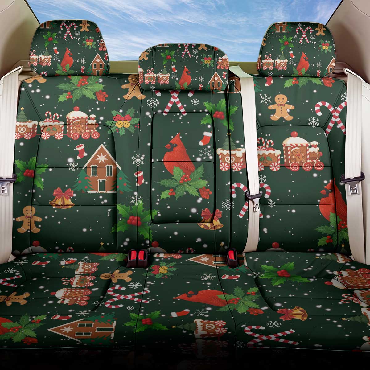 Love Cardinal Xmas Christmas Back Car Seat Cover Xmas Holiday Patterns - Wonder Print Shop